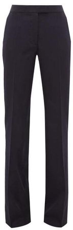 Tailored Wool Straight Leg Trousers - Womens - Navy