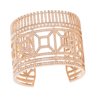 BOUCHERON, QUATRE RADIANT EDITION CUFF BRACELET Cuff bracelet set with pavé brown diamonds, in pink gold