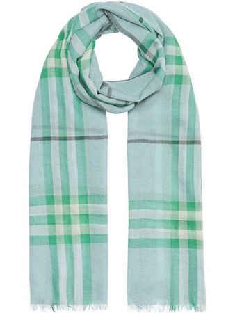 Burberry Fringed Check Cashmere Scarf