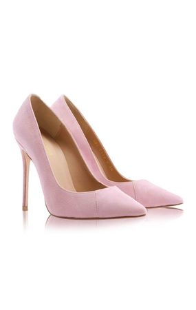 Shoes: 'PARIS' Suede Pink Patent Leather Pointy Toe Heels 5"