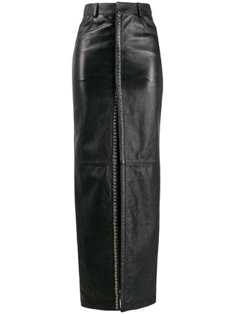 Saint Laurent Stud Detailing Long Skirt 601814YC2UE Black | Farfetch