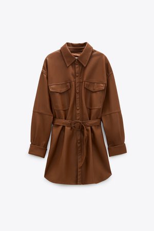 BELTED FAUX LEATHER SHIRT | ZARA United States