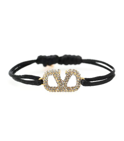 Valentino - Valentino Garavani VLOGO crystal-embellished cord bracelet | Mytheresa