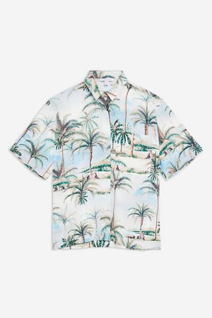 TALL Hawaiian Print Bowler Shirt | Topshop Black