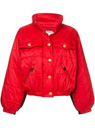 red collar puffy jacket - Google Search