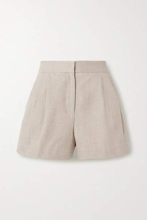 Pleated Linen Shorts - Beige