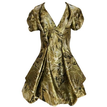 Alexander McQueen Gold Metallic Dress from 2010 For Sale at 1stdibs