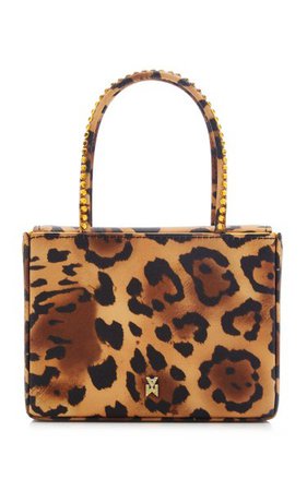 Super Amini Crystal-Trimmed Leopard Satin Top Handle Bag By Amina Muaddi | Moda Operandi