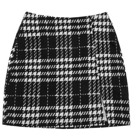 Shein black and white checked skirt