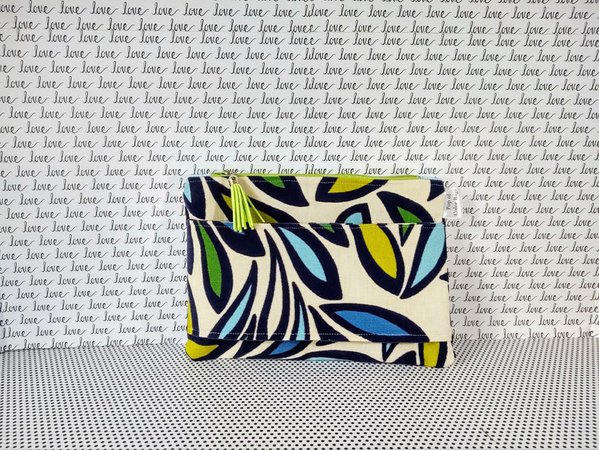 Hand Strap Clutch in Navy Velvet with Sky Blue and Chartreuse | Etsy