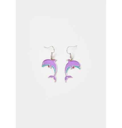 Delia's Dolphin Dangle Earrings - Purple | Dolls Kill