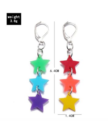 Rainbow Star Drop Earrings