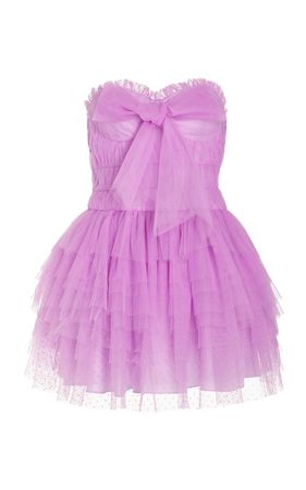 Faron Bow-Embellished Tulle Mini Dress By Loveshackfancy | Moda Operandi