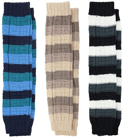 Amazon.com: 3 Pack Women's Fall Winter Warm Colorful Striped Multicolor Knit Leg Warmers Long Socks Stockings (Pink Red Blue): Clothing