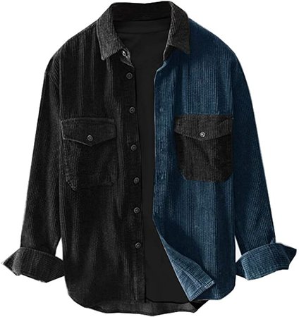 Ladyful Men's Classic Baggy Fit Button Down Corduroy Shirt Blouse Top at Amazon Men’s Clothing store