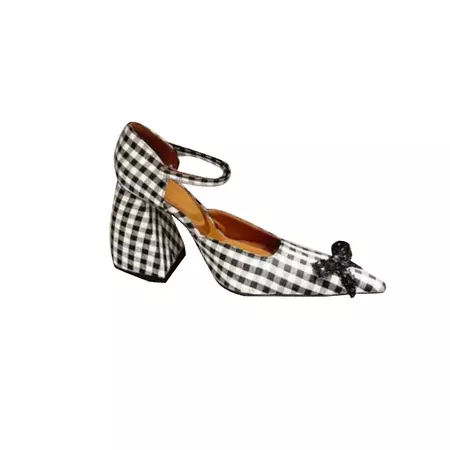 Black White Pointed RETKE Checkered Block Heel Sandals | i The Label – I The Label