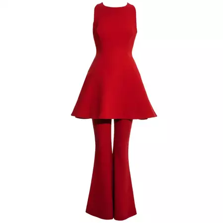 Gianni Versace red wool crepe bell bottom pant suit, ss 1993 For Sale at 1stDibs