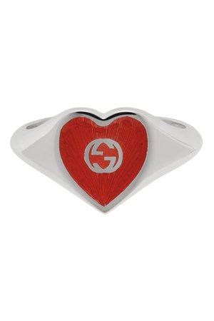 GUCCI

Silver & Red Heart Interlocking G Ring