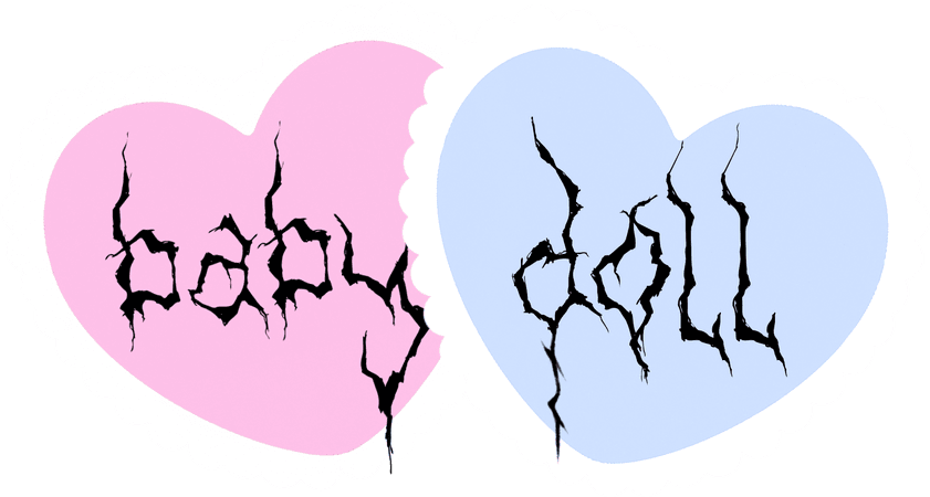 babydoll hearts goth graphic gothic pink blue white black
