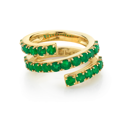 Emerald Double Twist Ring