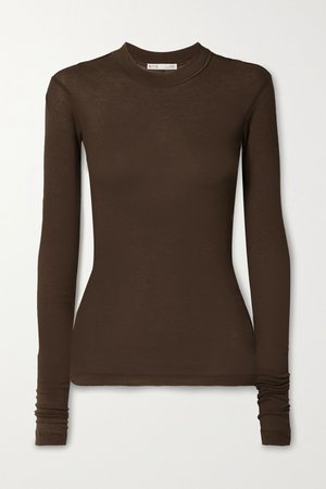Light brown Ribbed organic cotton-jersey top | BITE Studios | NET-A-PORTER