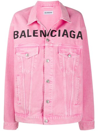 Balenciaga Embroidered Logo Denim Jacket | Farfetch.com