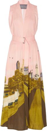 Lela Rose Printed Poplin Belted Dress Size: 0