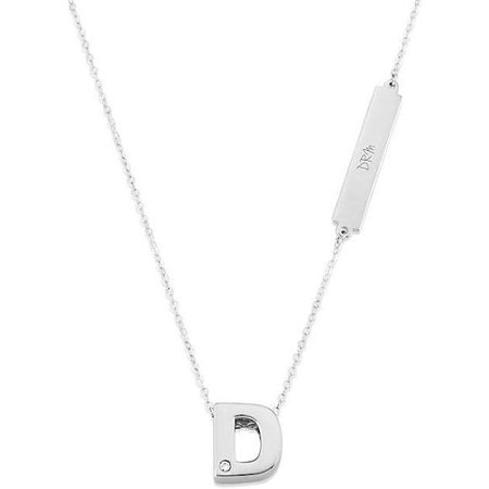 Sterling Silver Block D Initial Necklace