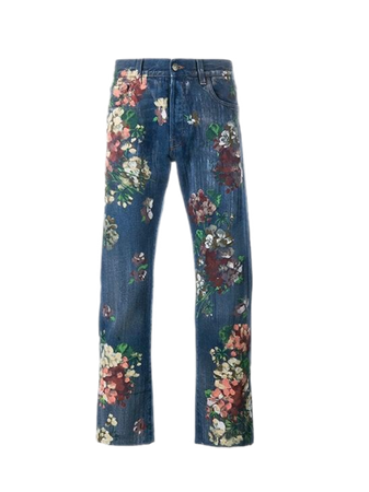 floral jeans denim flowers pants
