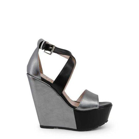 Wedges | Shop Women's Paris Hilton Black Ankle Strap Leather Wedges at Fashiontage | 4000_NERO-CDF-Black-37