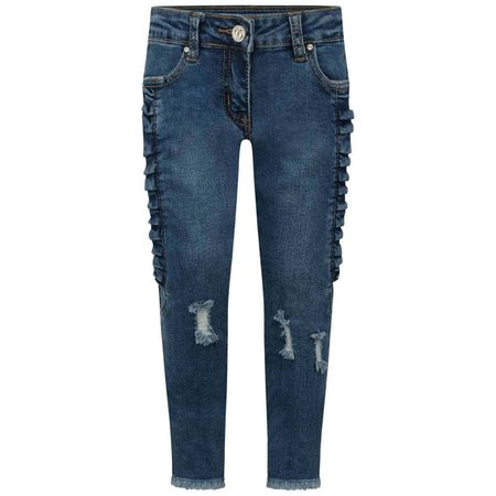 Byblos Girls Blue Denim Frilly Trim Jeans - Jeans - Department - Girl
