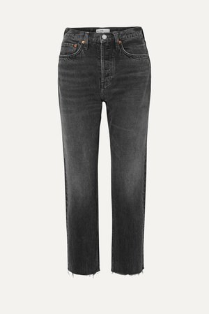 Dark gray Originals Stove Pipe cropped high-rise straight-leg jeans | RE/DONE | NET-A-PORTER