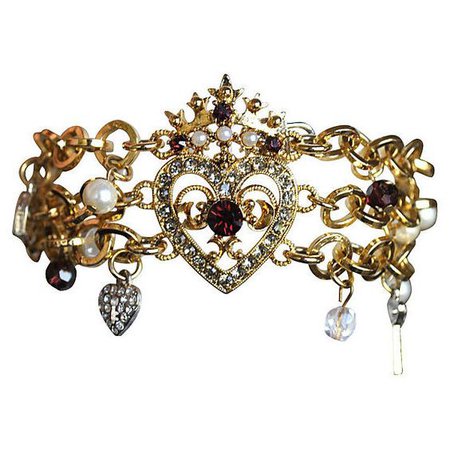 Pre-Owned Graziano Queen of Hearts Charm Bracelet