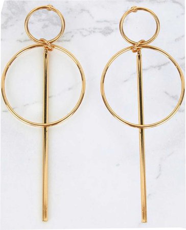 gold double hoop bar earrings