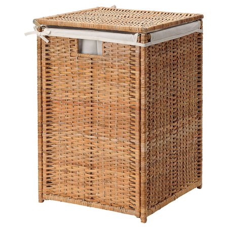 BRANÄS Laundry basket with lining, rattan - IKEA