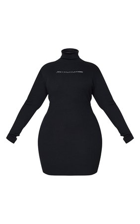 Prettylittlething Plus Black Rib Knitted Bodycon Dress | PrettyLittleThing USA