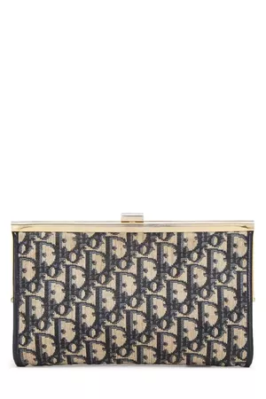 DIOR, NAVY TROTTER CANVAS CLUTCH SMALL