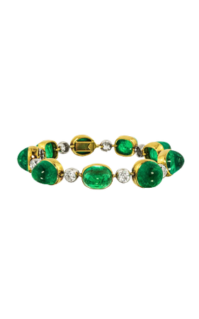 Cabochon Emerald & Diamond Bracelet