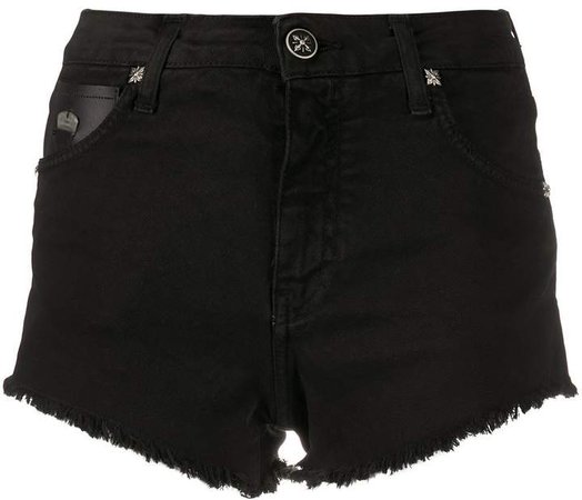 faux leather patch shorts