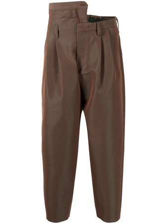 Kolor asymmetric-cropped iridescent trousers - FARFETCH