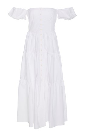Elio Off-The-Shoulder Cotton-Poplin Midi Dress by Staud | Moda Operandi