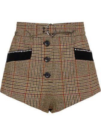 Brown Miu Miu Checked Short Shorts | Farfetch.com