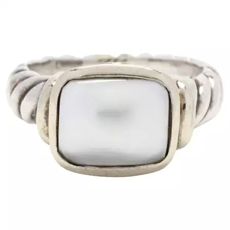 David Yurman Mabé Pearl Noblesse Ring, 14K Yellow Gold Silver, Ring Size 7 For Sale at 1stDibs