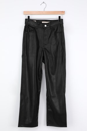 Levi's Faux Leather Ribcage - Vegan Leather Pants - Black Pants - Lulus