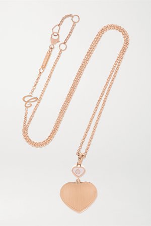 Rose gold + 007 Happy Hearts Golden Hearts 18-karat rose gold diamond necklace | Chopard | NET-A-PORTER