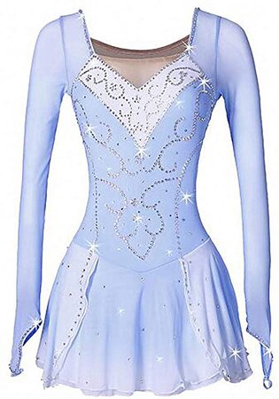 Amazon.com: Women's Girls' Ice Skating Dress Blue/White Spandex High Elasticity Competition Skating Wear Ice Skating Figure Skating: Clothing