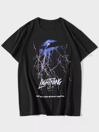 Letter Lightning Graphic Tee | ROMWE USA
