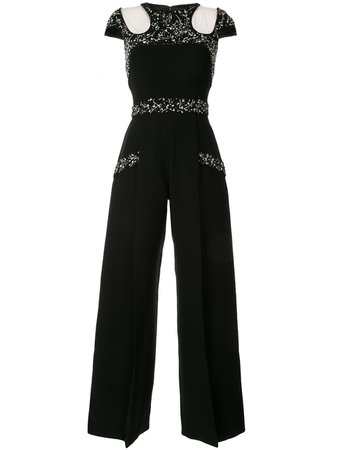 Saiid Kobeisy Embellished Jumpsuit RSRT2042 Black | Farfetch