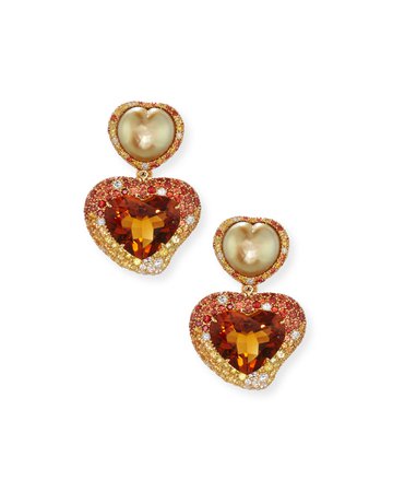 Margot McKinney Jewelry Hearts Desire South Sea Pearl & Madeira Citrine Drop Earrings
