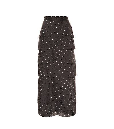 Flounced polka-dot maxi skirt